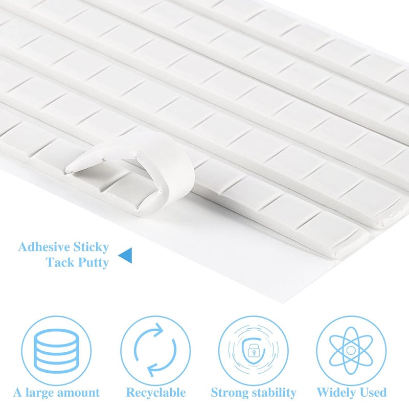 SUMAJU 204 Pcs Adhesive Poster Sticky Tack, Multipurpose Removable Mounting Putty - Reusable Wall Safe Tack for Wall Hanging Pictures, Museum, Cleaning, Nail (White, Green) - Image 3